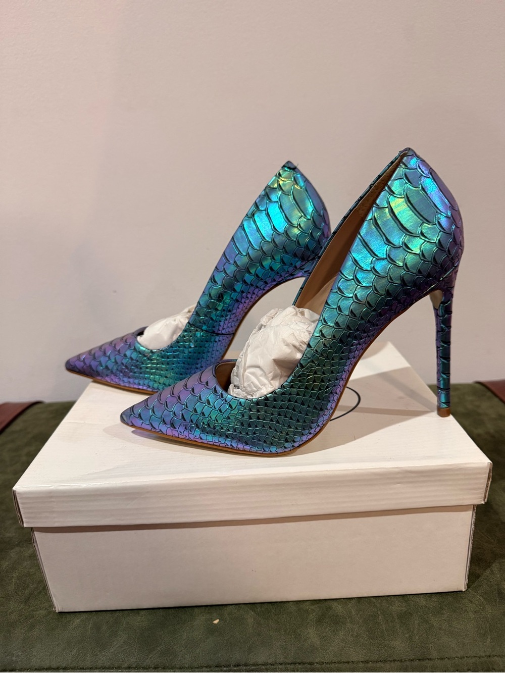 Steve Madden Iridescent Teal & Purple Mermaid-Scale Stiletto Pumps